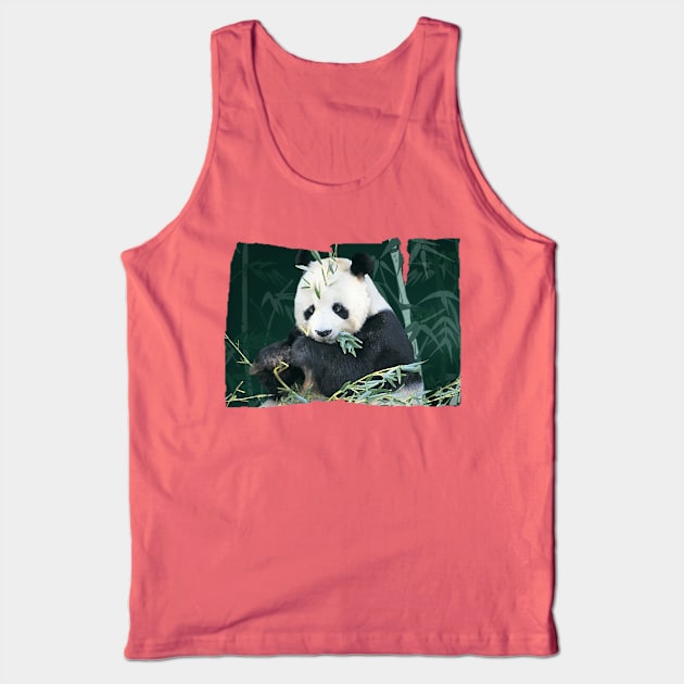 Panda With Bamboo Tank Top by quingemscreations